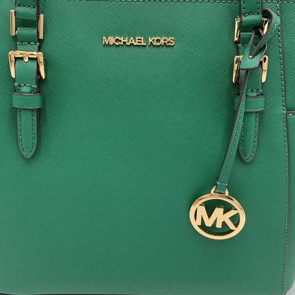 MICHAEL KORS CHARLOTTE LARGE TOP ZIP TOTE PALMETTO GREEN COLOR - Picture 14 of 15